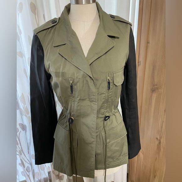 Zara utility jacket with genuine leather sleeves - Picture 3 of 5